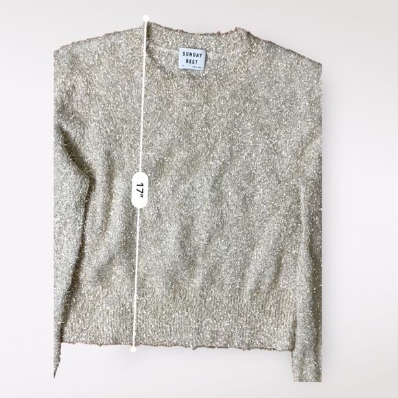 Aritzia Sunday Best Kitten Sweater‎ Gold Metallic Size XXS - Picture 7 of 9